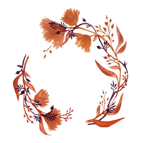 Akvarel Herbář Rostlinami Lesním Listem Umělecká Karta Břečťanem Podzimní Letní — Stock fotografie