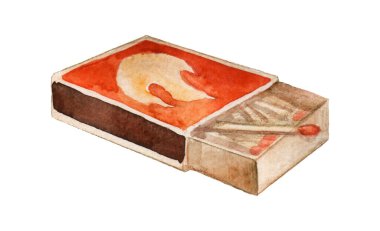 Kırmızı kibritli suluboya izleme kutusu beyaz arkaplanda izole edildi