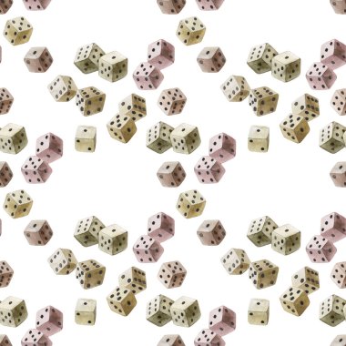 Beyaz arkaplanda suluboya zar deseni