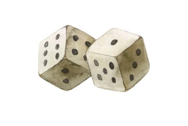 Pair Watercolor Dice Thrown Number Eleven Doubles Game Dice — Stock Photo, Image