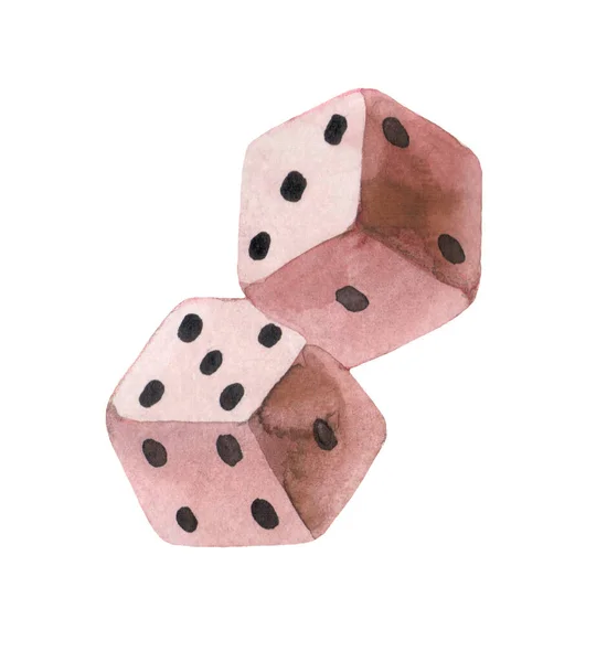 Two Pink Professional Game Dice Closeup Isolated White Background Three — Stock Photo, Image