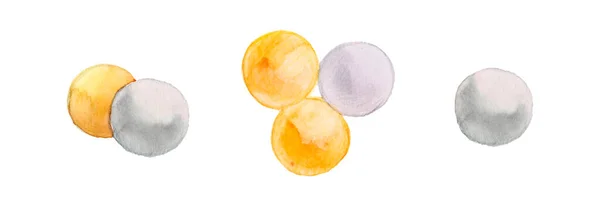 白に隔離されたピンポン玉の水彩セット — ストック写真