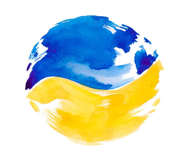 Флаг Украины Акварелью Круглый Фон Знаки Символы Флаги — стоковое фото