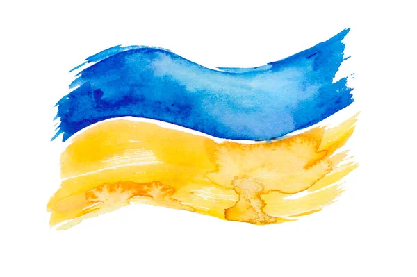 Die Ukrainische Flagge Auf Weißem Papier Mit Aquarell Bemalt — Stockfoto