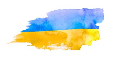 Ukrayna bayrağı renkleri. Beyaz arkaplanda mavi ve sarı fırça darbeleri izole.