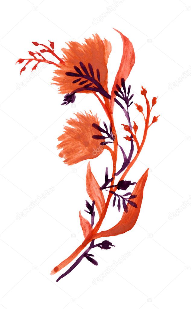 Painted abstract flower on a white background