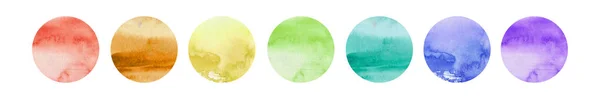Coloridos Círculos Aquarela Conjunto Isolado Fundo Branco — Fotografia de Stock