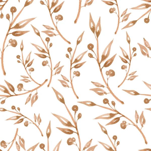 Hand Drawn Watercolor Seamless Autumn Leaves Pattern Beautiful Autumnal Background — Stock Photo, Image