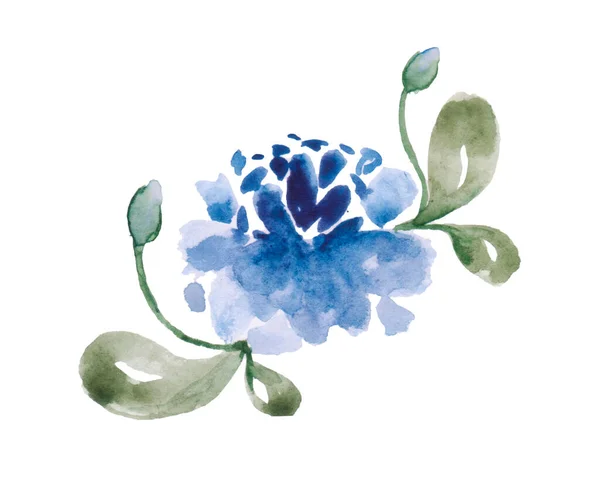 Blå Akvarell Blommor Vit Bakgrund — Stockfoto