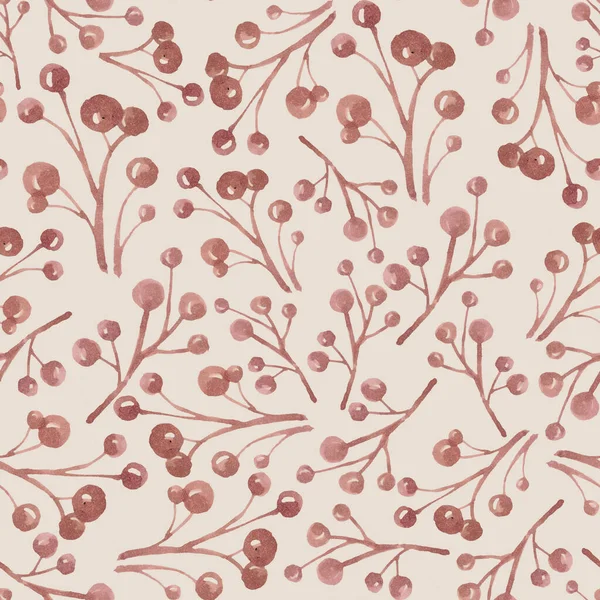 Naadloos Patroon Met Aquarel Wilde Bessen Roze Achtergrond — Stockfoto