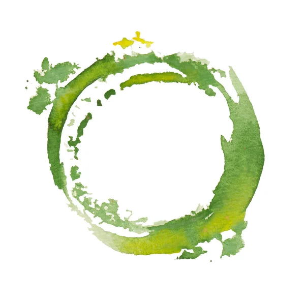 Círculo Aquarela Verde Isolado Fundo Branco — Fotografia de Stock