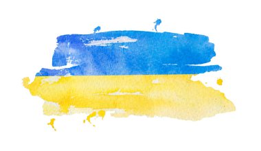 Ukrayna 'nın bağımsızlığının sembolü mavi-sarı bayrak. Ukrayna 'nın ulusal bayrağı suluboya stilinde