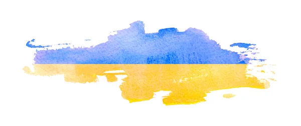 Ränder Flaggan Ukraina Målade Med Färger Vit Bakgrund Ukrainas Flagga — Stockfoto