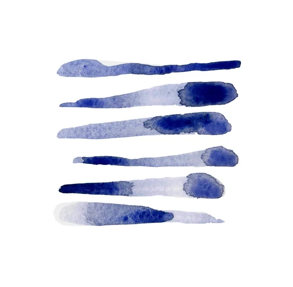 Blauwe Strepen Witte Achtergrond Aquarelverf — Stockfoto