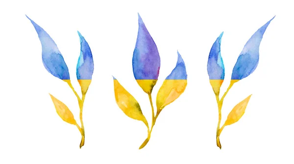 Πολύχρωμο Φόντο Μπλε Και Κίτρινα Φύλλα Υφή Φύλλου Σημαία Ουκρανίας — Φωτογραφία Αρχείου