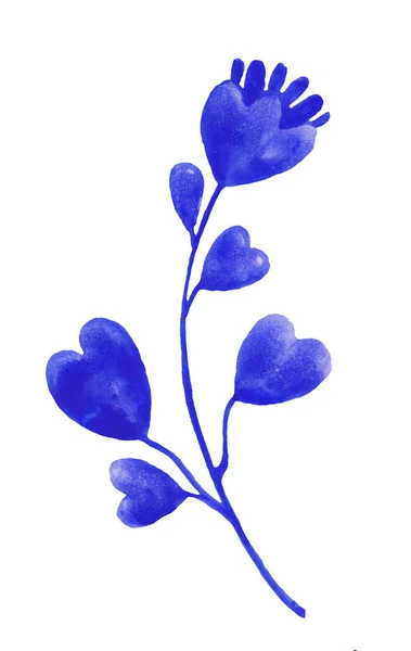 Watercolor Blue Colored Eustoma Flower Isolated White Background Large Depth — Foto Stock