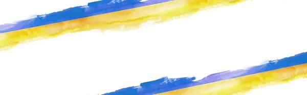 Jaune Bleu Couleurs Drapeau National Ukrainien Ruban Aquarelle Sur Verre — Photo