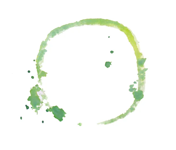Acuarela Pintura Fresca Círculo Verde Aislado Sobre Fondo Blanco — Foto de Stock