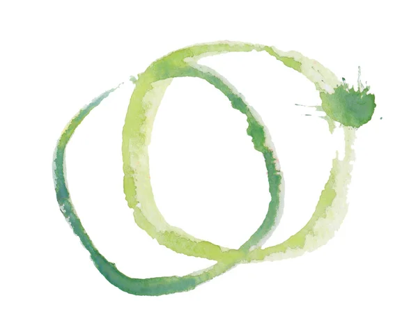 Zwei Grüne Runde Kreise Abstraktes Aquarell Auf Weißem Hintergrund — Stockfoto