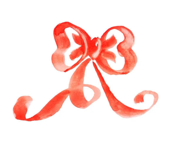 Watercolor Bows Red Colors White Background — Zdjęcie stockowe