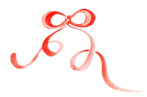 Hand Painted Red Bow White Background — Photo