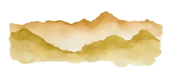 Watercolor Hand Drawn Yellow Mountains White — стокове фото