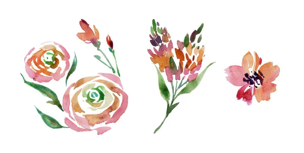 Ручной Букет Розовых Цветов Акварель Пионами — стоковое фото