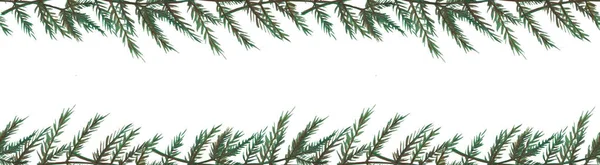 Watercolor Christmas Tree Pine Branches Light Background — Stock fotografie