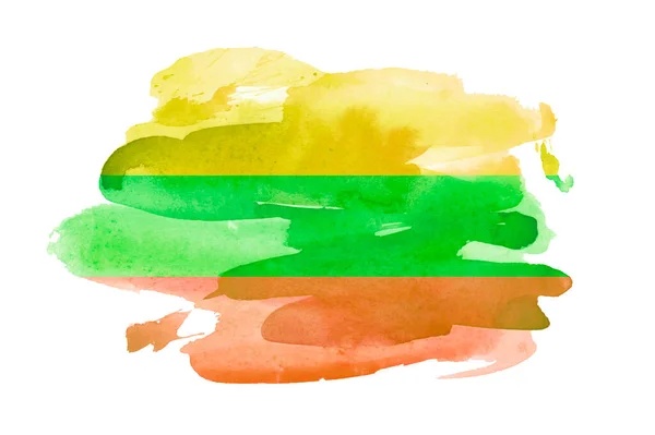 Akvarell Målning Litauen Flagga Vit Bakgrund — Stockfoto