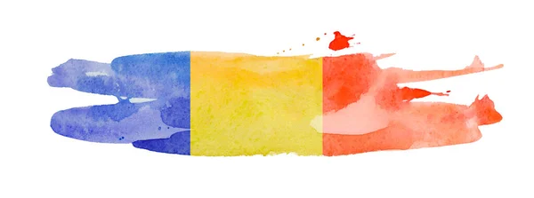 Romania Romanian Flag Painted Watercolor White Background — 图库照片