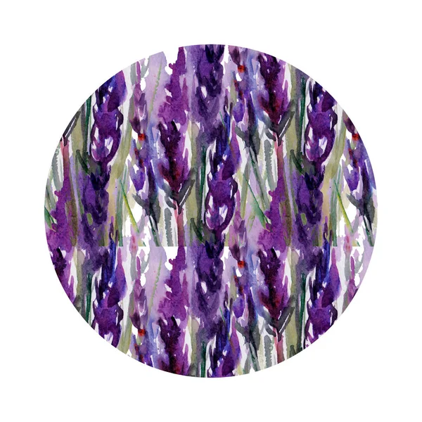 Romantische Lavendel Cirkel Frame Witte Achtergrond — Stockfoto