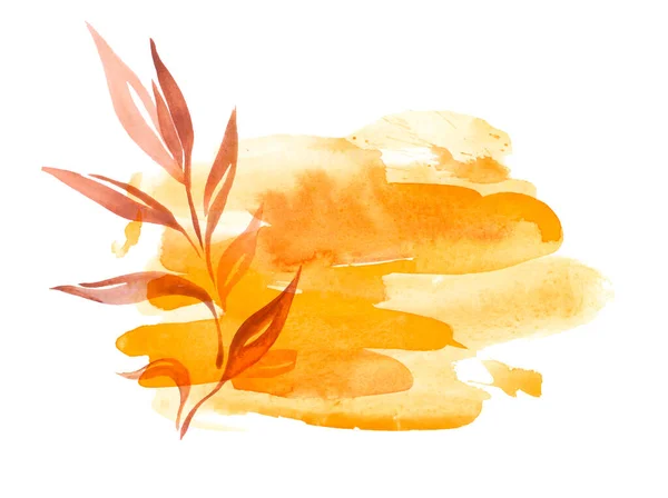 白い紙の背景に乾燥した金色の葉を持つ大きな枝 秋の構図 フラットレイアウト トップビュー コピースペース — ストック写真