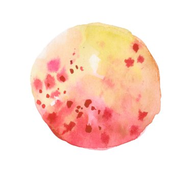 beyaz zemin üzerine kırmızı ve turuncu yuvarlak daire soyut suluboya