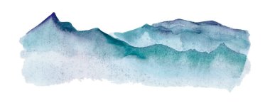 İsviçre 'deki mavi dağların suluboya resimleri, Lucern, Pilatus' un manzarası.