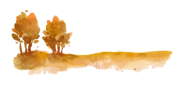 Árvore Amarela Ilustração Aquarela Sobre Fundo Branco — Fotografia de Stock