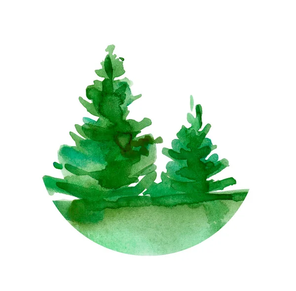 Hand Drawn Watercolor Coniferous Forest Illustration Spruce Winter Nature Holiday — Stock Photo, Image