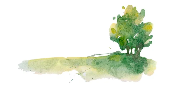 水彩画描绘了一棵和平的树 它的绿色色调美丽 摄影师创作和绘画的艺术家 — 图库照片
