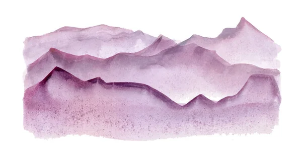 Aquarela Violetas Montanhas Fundo Branco — Fotografia de Stock
