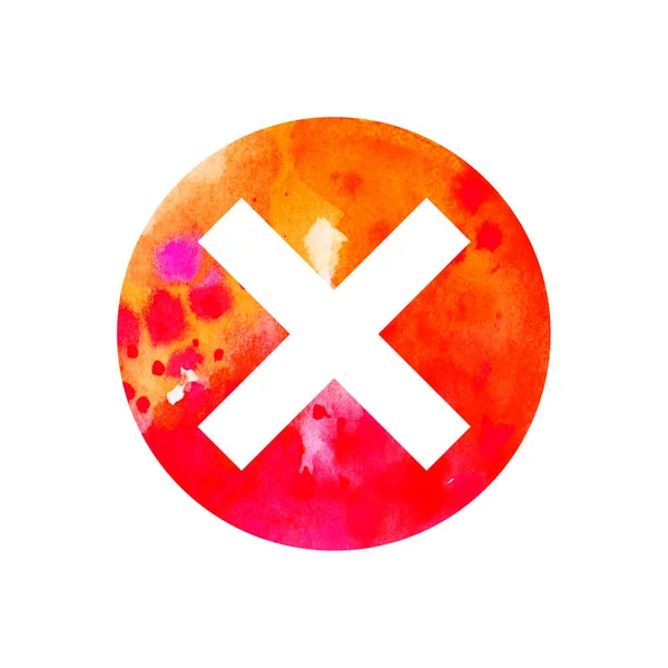 Icono Símbolo Cancelación Cancelar Icon Cross Marca Icono Rojo Plano —  Fotos de Stock