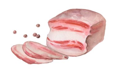 Beyaz arka planda izole edilmiş karışık biberli suluboya et.