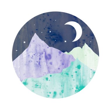 Dağ ve yıldızlar beyaz sırtüstü yansıyor.