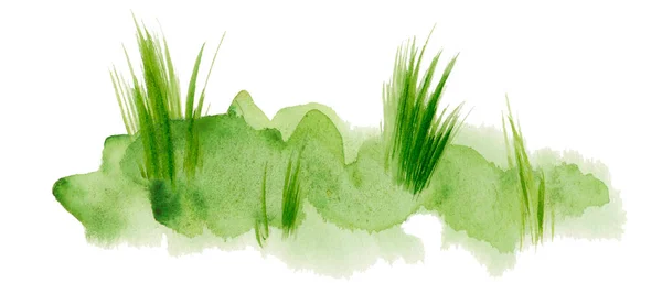Warme Sommer Gras Greeb Hand Bemalt Strukturiert Aquarell Hintergrund — Stockfoto