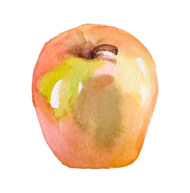 boyalı sarı elma üzerine beyaz izole