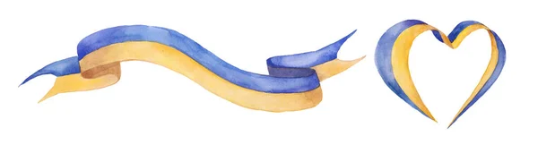 Прапор України Атласних Стрічок Смужки Синього Жовтого Кольорів — стокове фото