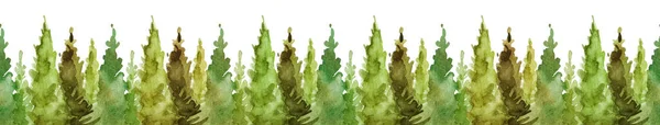 Háttér Akvarell Zöld Karácsonyfa Zökkenőmentes Minta — Stock Fotó