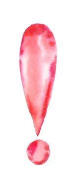 Beyaz arkaplanda kırmızı suluboya ünlem işareti