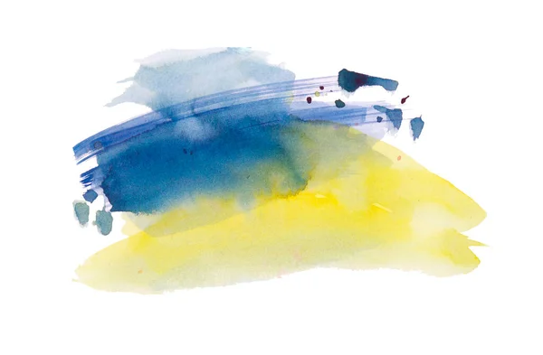 Намальований Жовто Синій Український Прапор Аквареллю Ізольованим Білому Тлі — стокове фото