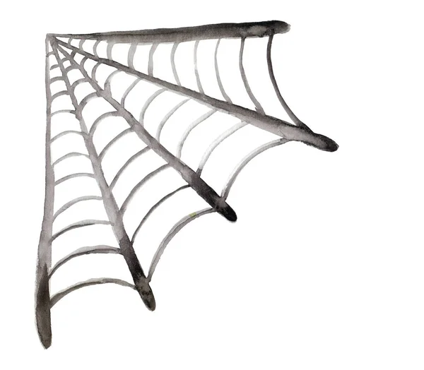 Halloween Background Watercolor Spider Web White Background — Fotografia de Stock