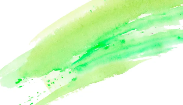 Expressieve Abstracte Aquarelvlek Met Spatten Druppels Groene Kleur Aquarelachtergrond — Stockfoto