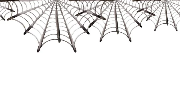 Black Spider Torn Web Scary Spiderweb Halloween Symbol Isolated White — ストック写真